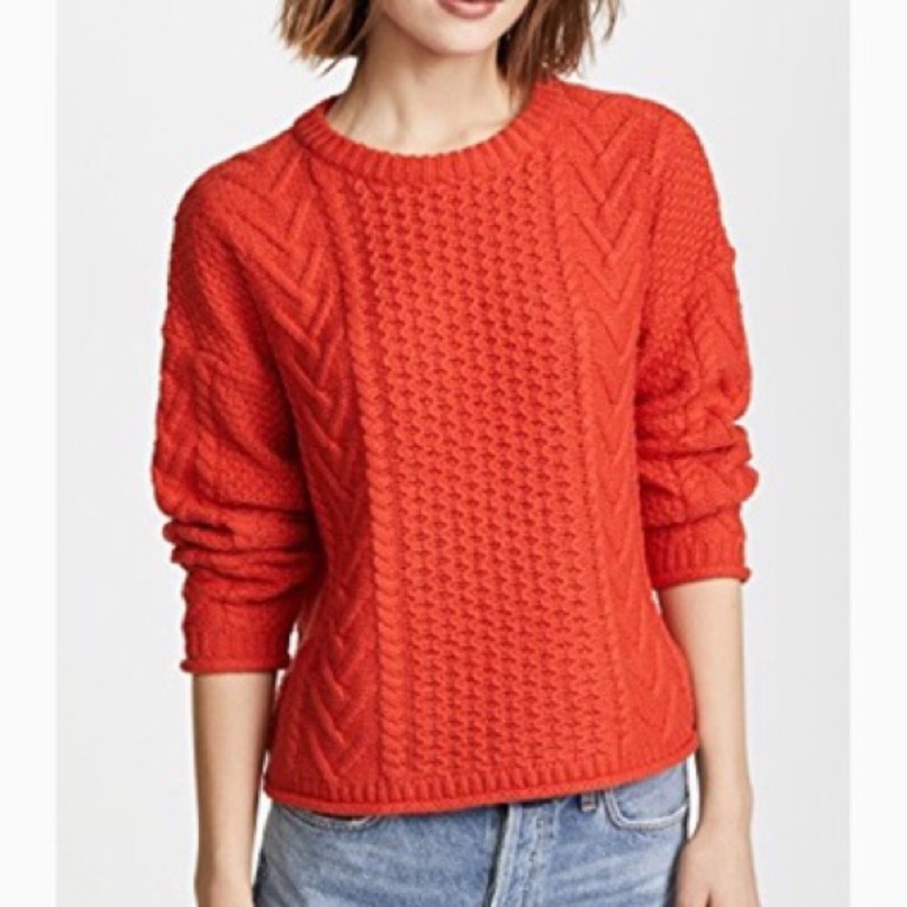Red Madewell Cable Knit Pullover Sweater